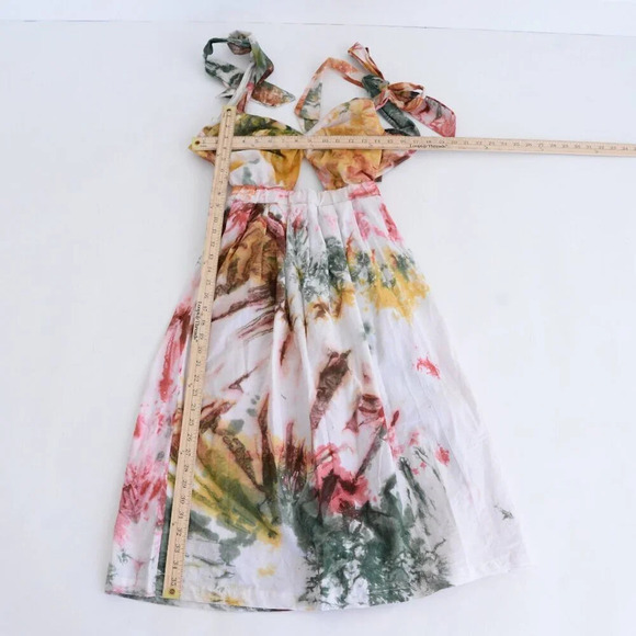 Busayo Segun Tie Dyed Cut Out 100%  Cotton Watercolor Midi Dress XS - Picture 4 of 13